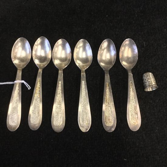 Set 6 silver teaspoons by Caroline Fearman